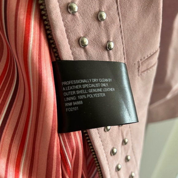 Line Pink Suede Leather Jacket - Picture 6 of 12